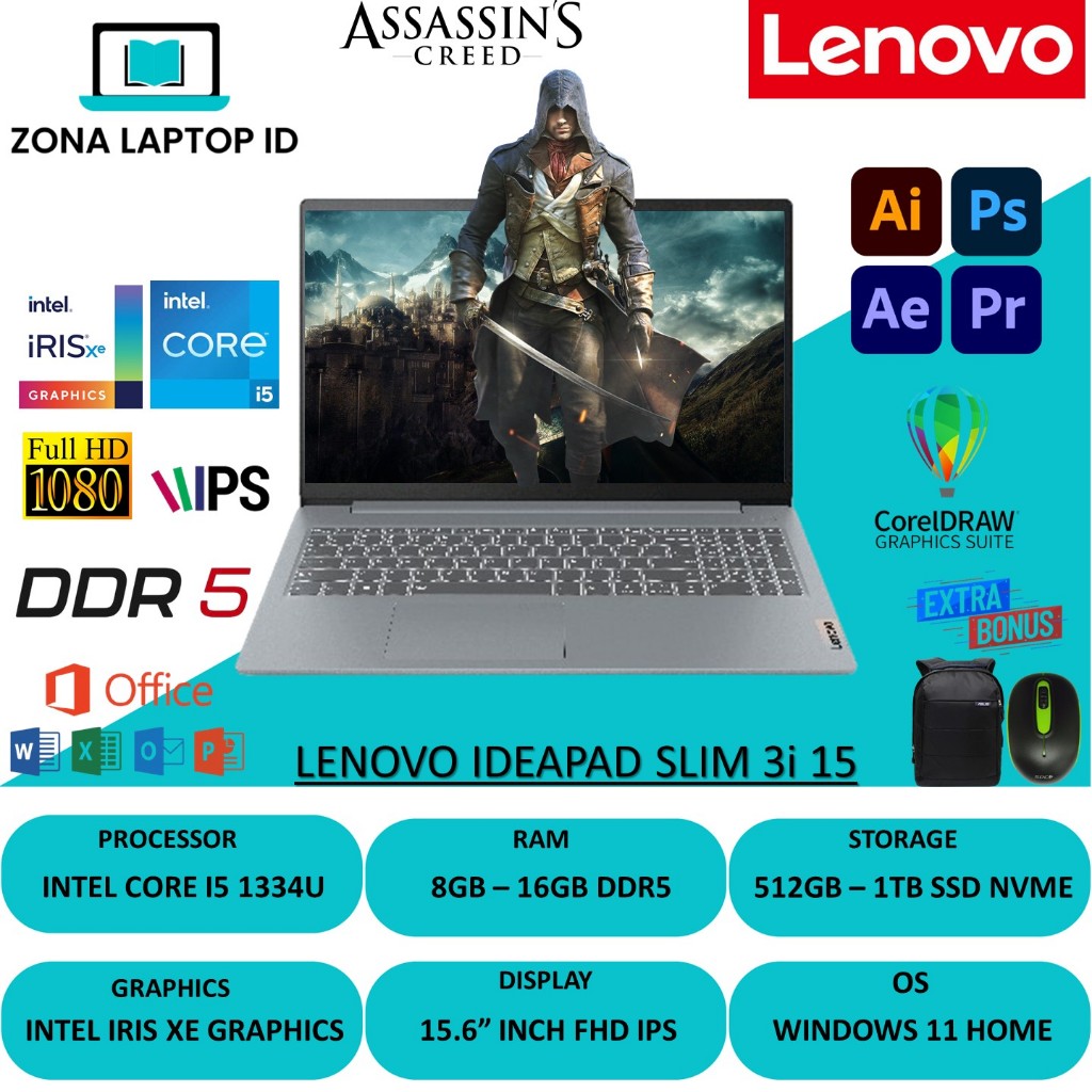 Lenovo Ideapad Slim 3i Intel i5 1334U 16GB DDR5 1TB 15.6 Full HD IPS NUMPAD Windows 11