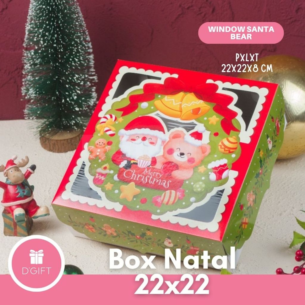[ISI 5] Box Natal 22x22 Dus Kue Kering Christmas Kotak Kue Kering Natal Dus Hampers Natal