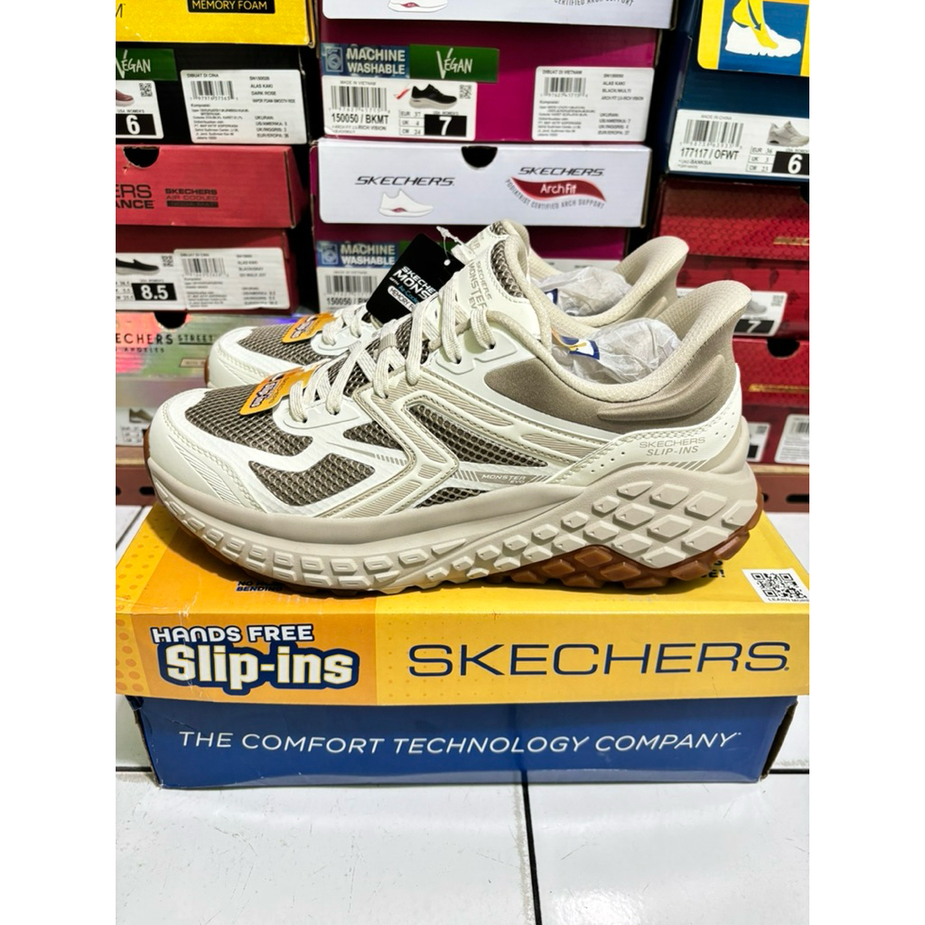 SIZE 41,43 SEPATU SKECHERS MONSTER EVO 232748NAT NATURAL SLIP INS MEN ORIGINAL