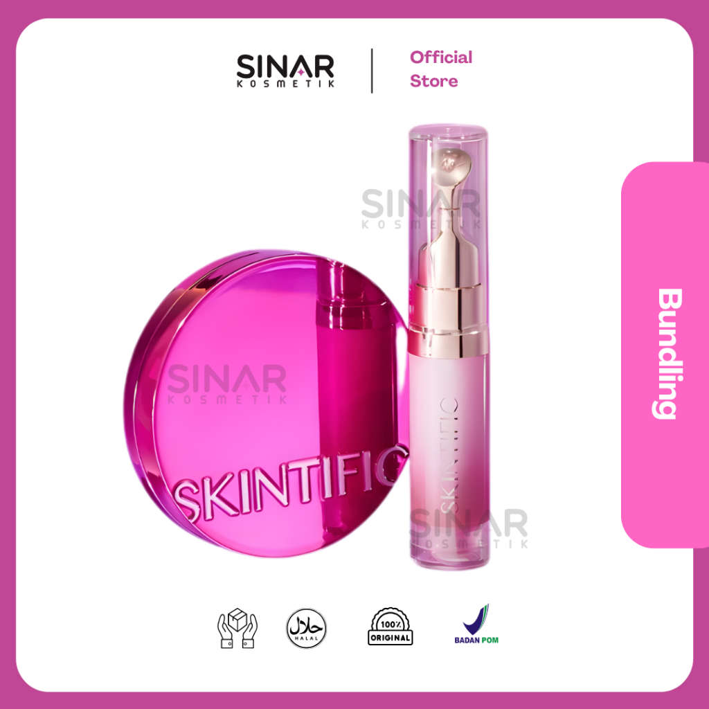 Skintific Paket Bundle Cover Glow Perfect Pink Cushion + Brightening Lip Serum