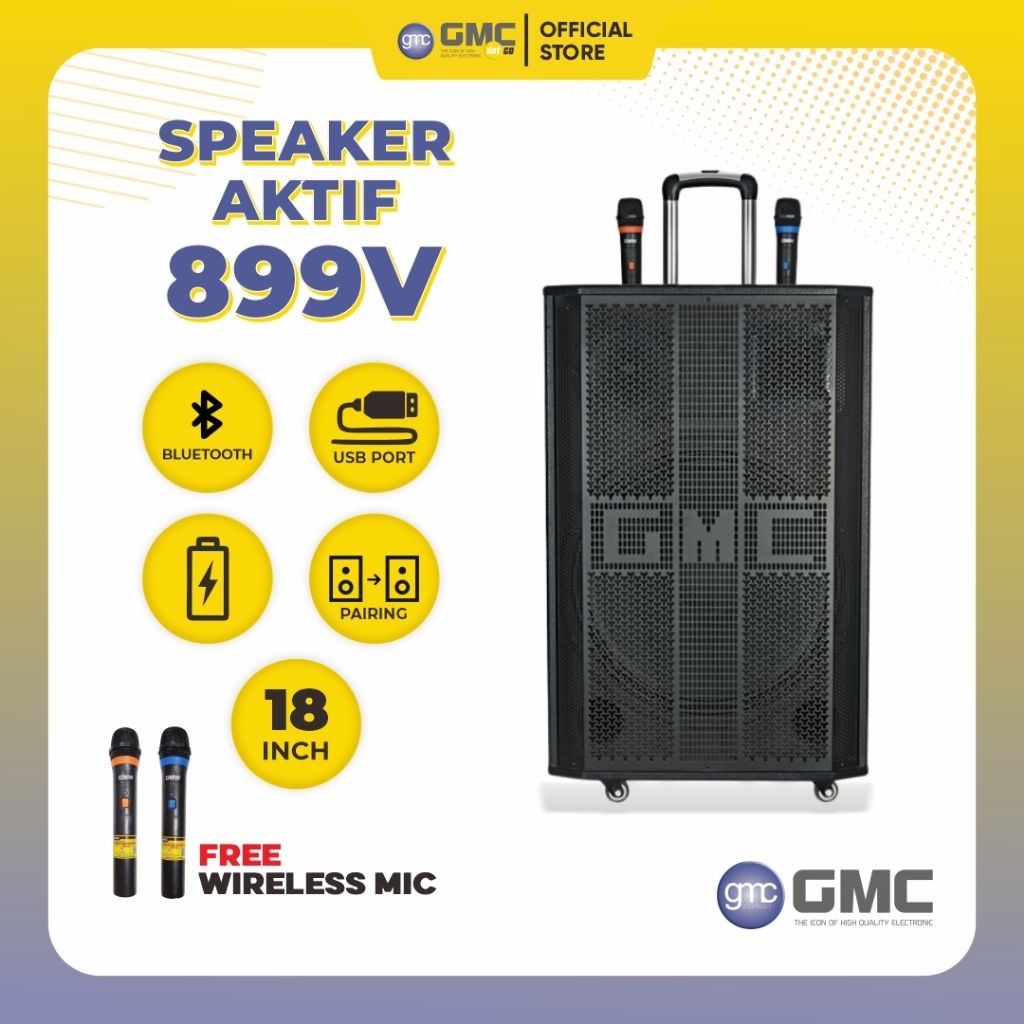 Speaker GMC SPEAKER 899V MULTIMEDIA BLUETOOTH + 2 MIC WIRELESS || 18 Inch