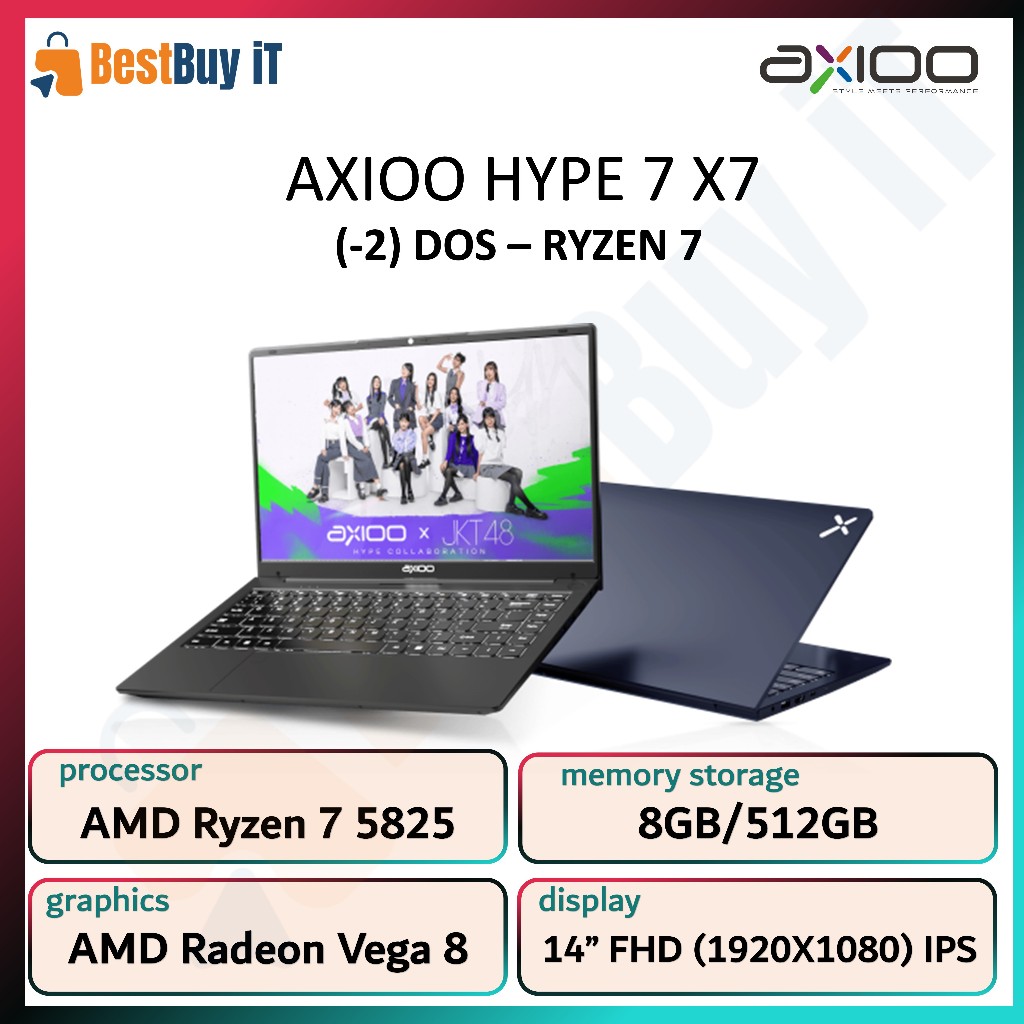Laptop AXIOO HYPE 7 X7 (-2) AMD Ryzen 7 5825U 8GB/16GB 512GB 14" FHD IPS DOS