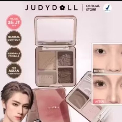 Judydoll Highlight & Contour Palette - Face Palette Highlighter Shading Powder untuk contour hidung 