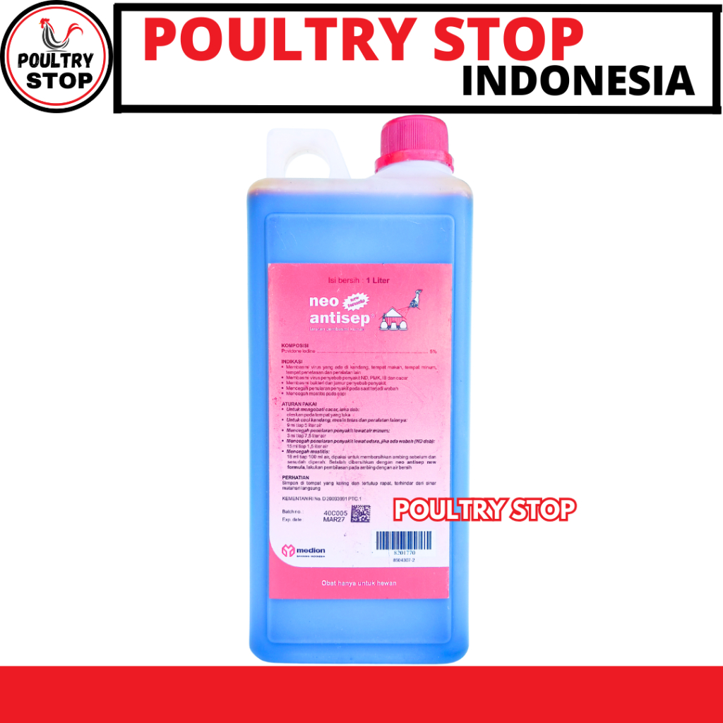 NEO ANTISEP NEW FORMULA 1 LITER MEDION - Desinfektan Disinfektan Iodine untuk Kandang dan Peralatan 