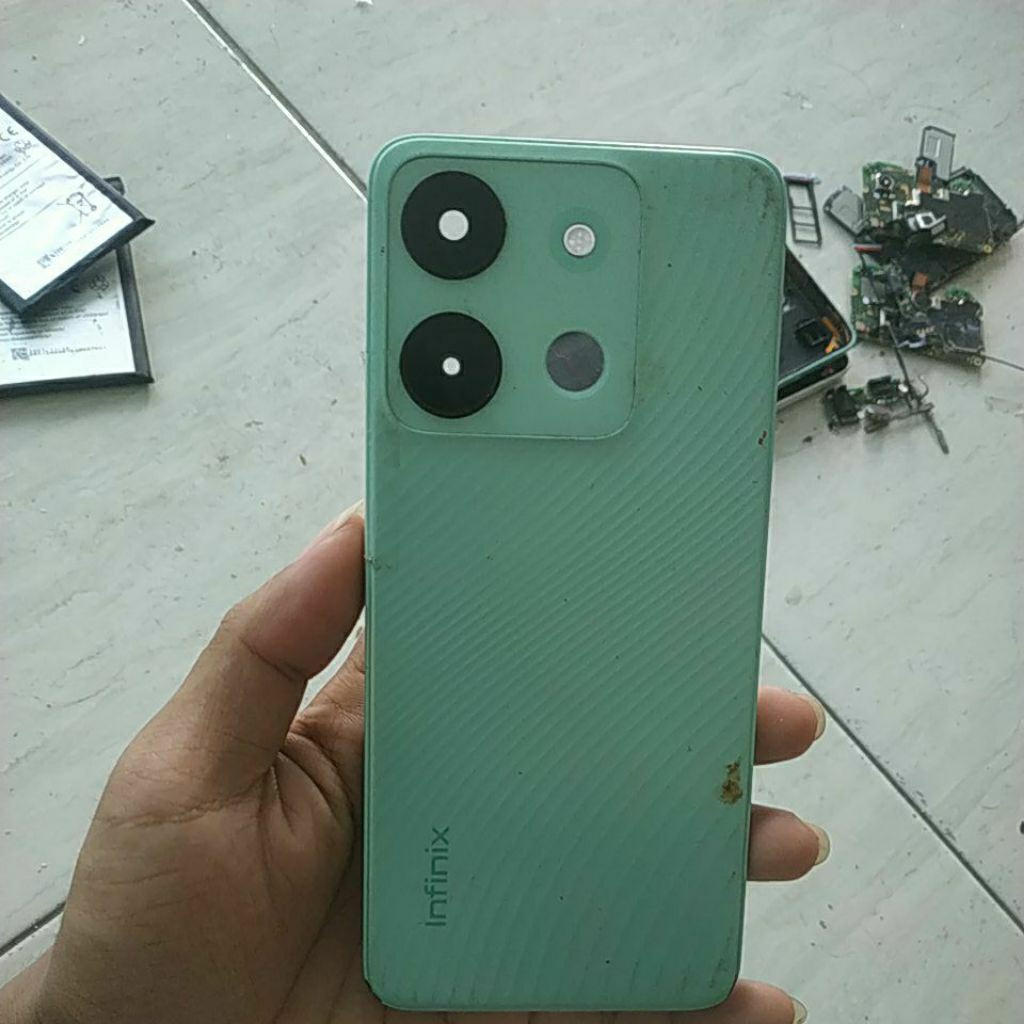 backdoor bekas infinix smart 7,tombol lengkap tanpa fingerprint,ada dent