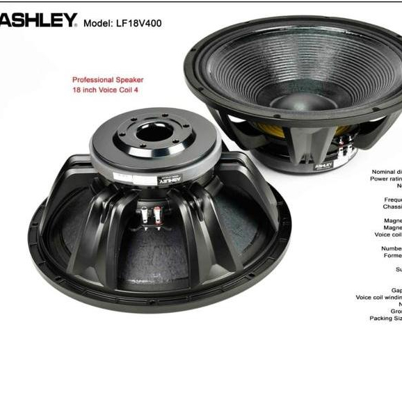 SPEAKER KOMPONEN ASHLEY LF18V400 18INC SPEAKER COMPONENT ASHLEY LF18V400