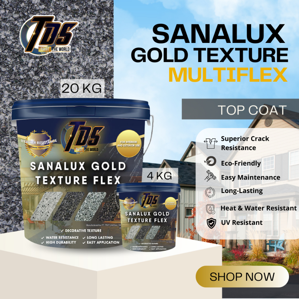 Cat Tembok Dinding Tekstur Batu Alam Top Coat - Sanalux Gold Flex