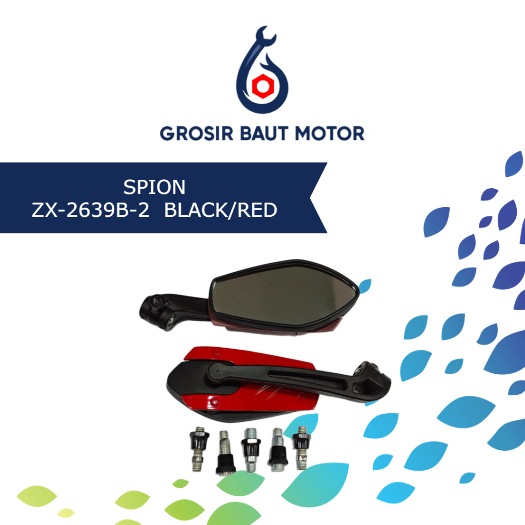 Spion Variasi Universal + Baut + Bosh ZX-2653-4 ( BLACK-RED ) Spion Variasi Universal 1 Set Kanan Ki