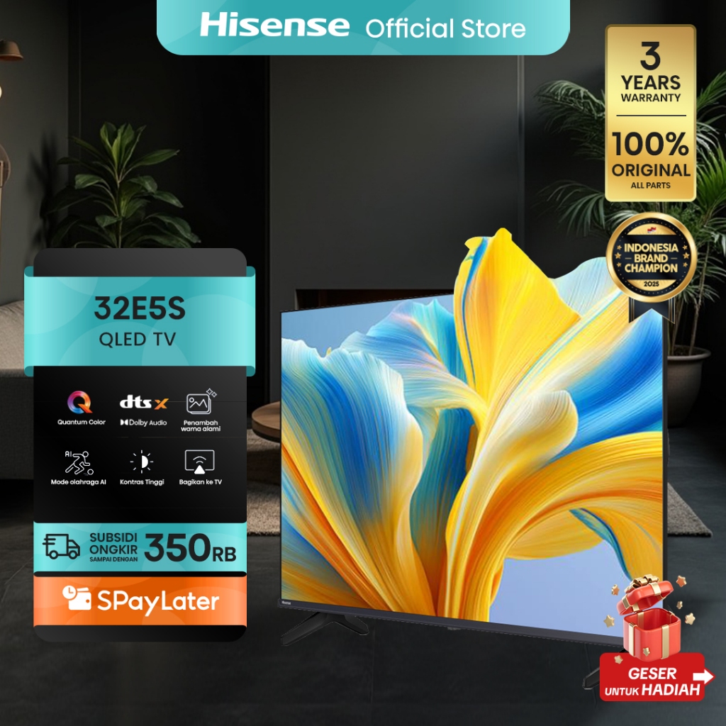 Hisense TV 32E5S Vidaa Smart Digital QLED TV 32 inch 2K Bazelles Design DTS X & Dolby Audio Quantum 