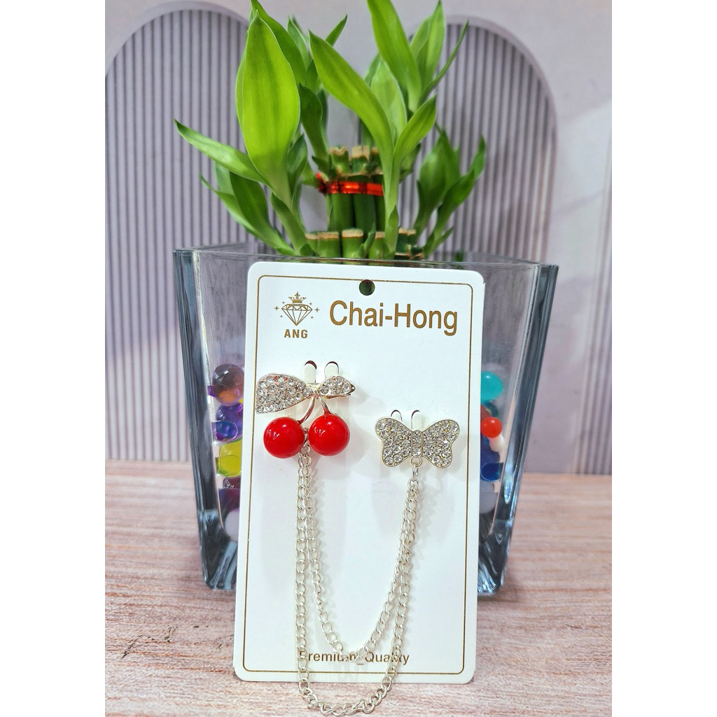 Bros Juntai Cerry Kupu-kupu - Bros Juntai Elegan Silver