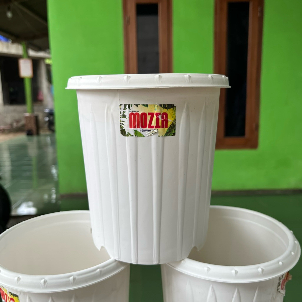 Pot Tinggi 15cm putih - Pot Bunga Mozia 15 Putih