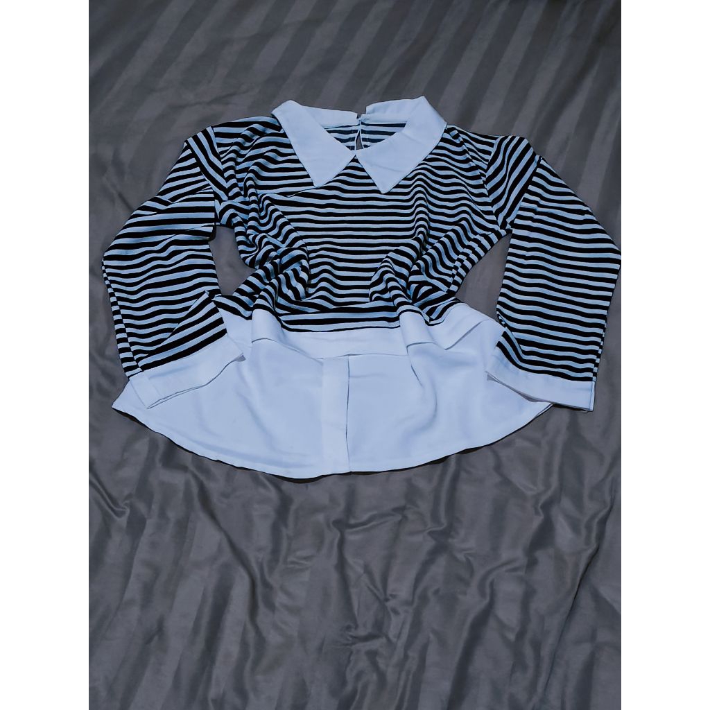 Blouse Garis Hitam Putih