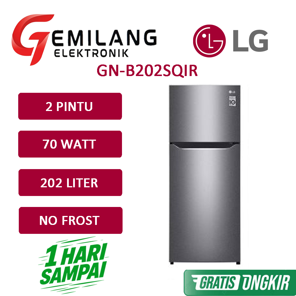 KULKAS LG GN202SQIR KULKAS 2 PINTU KAPASITAS 202 LITER NO FROST WATT RENDAH