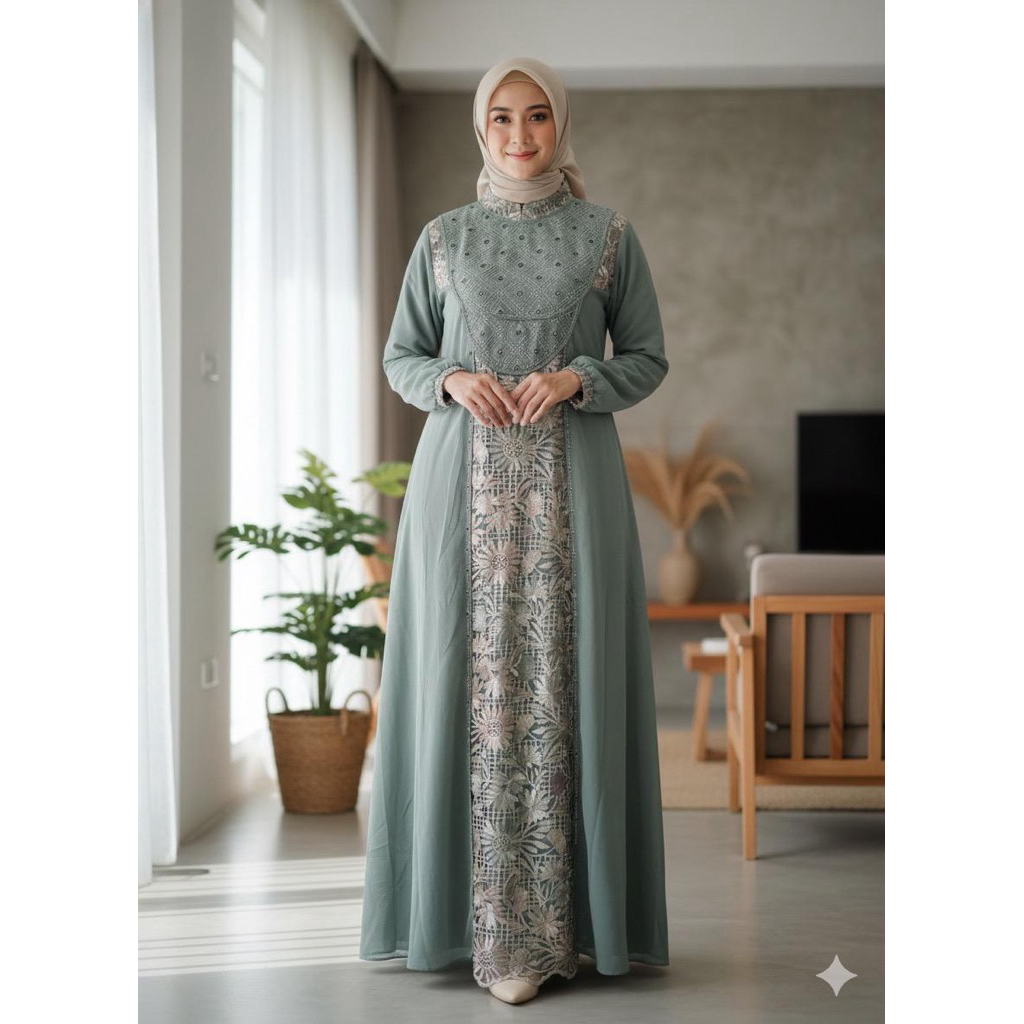 GAMIS LAYER PAYET TILE  BORDIR BY ABANG ADEK