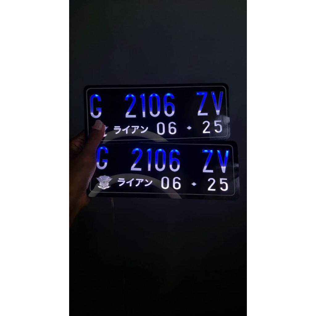 PLAT NOMOR MOTOR AKRILIK LED NYALA 2 WARNA