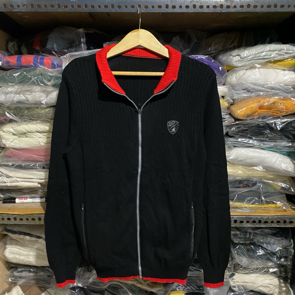 Torino Lamborghini Wool Zip Up Knit Hitam Size L 69x47