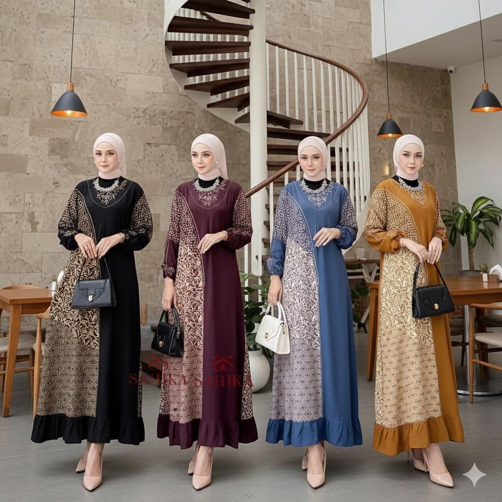 Aghistna Gamis Kejora Dress Terlaris Rayon Rempel Busui Lengan Panjang Homedress Daster Adem Tebal