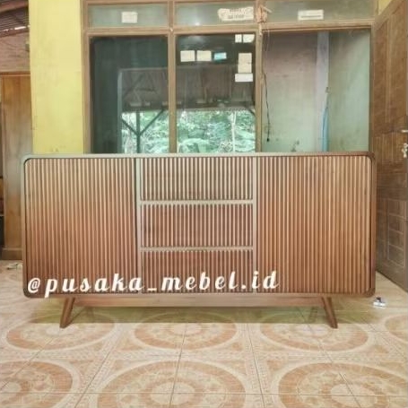 Buffet credenza drawer kayu jati model minimalis, meja rak Bufet tv kayu jati