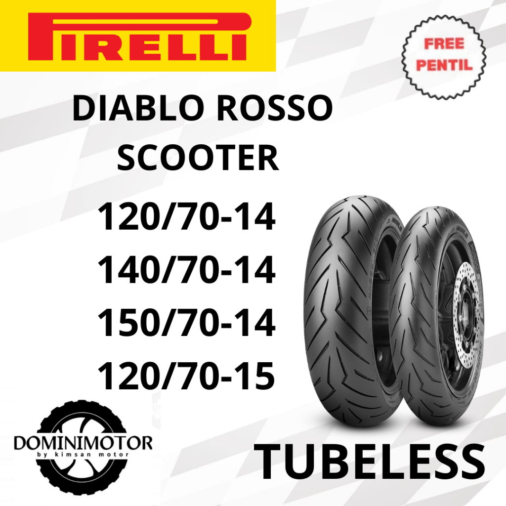 PIRELLI Diablo Rosso Scooter 120/70-14 140/70-14 150/70-14 120/70-15 Tubeless Ban Motor XMAX Ban Mot