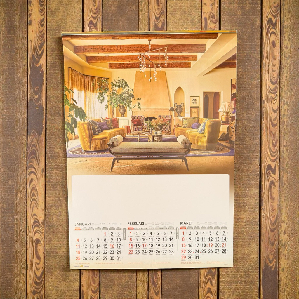 KALENDER DINDING TRIWULAN 2026 KALENDER GAMBAR 4 LEMBAR BAHAN ART PAPER