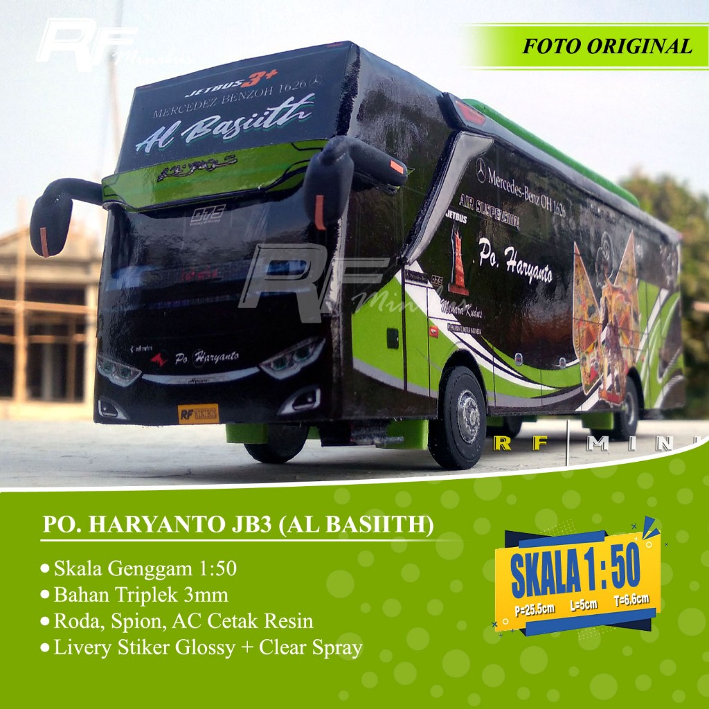 Miniatur Bus Po. Haryanto (Al Basiith) Skala 1:50