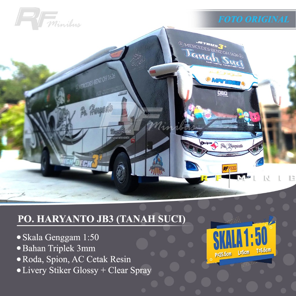Miniatur Bus Po. Haryanto JB3 (Tanah Suci) Skala 1:50