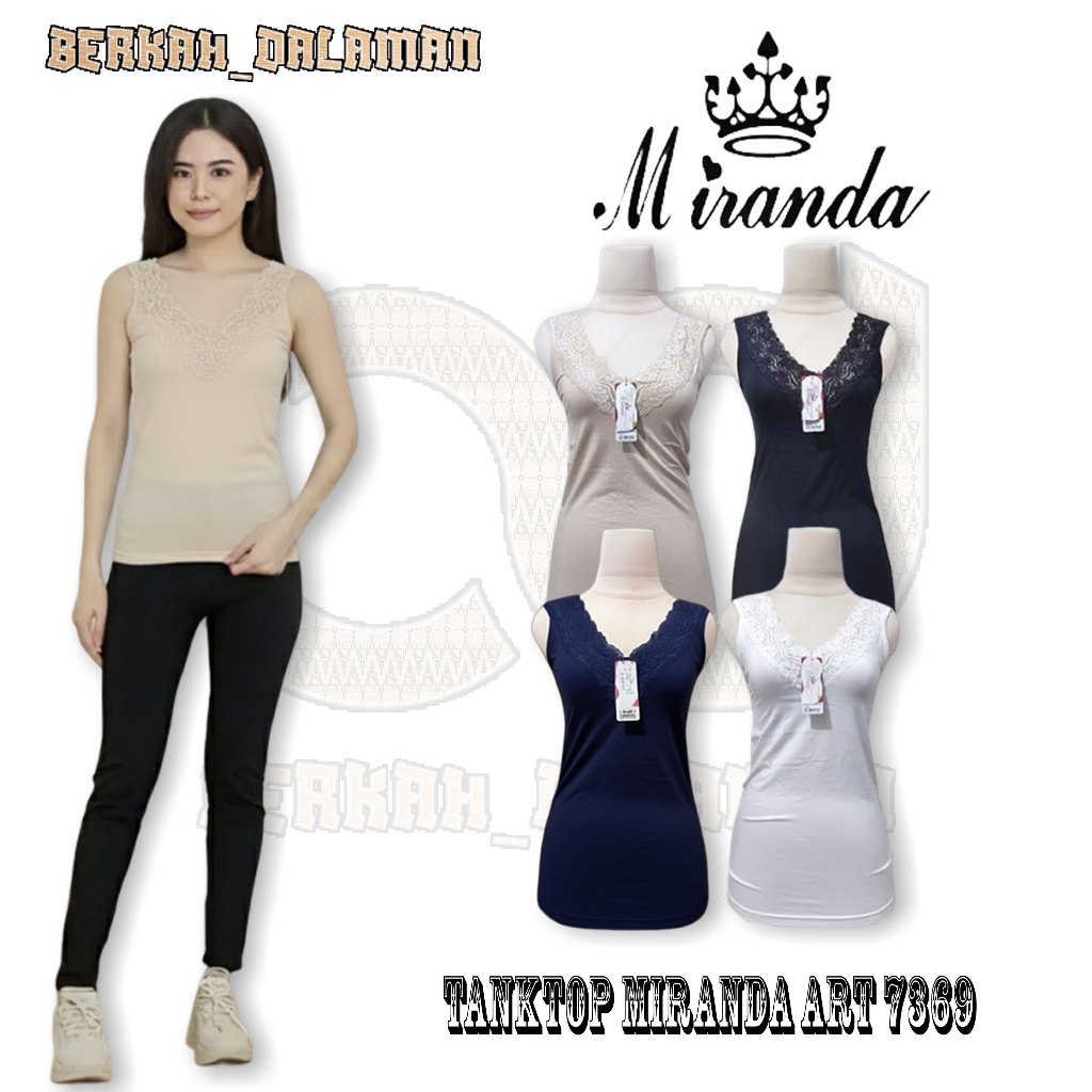 Tanktop Wanita Dewasa Renda V-Neck 7369/Kaos Dalam Wanita Dewasa Miranda Bahan Rayon Spandex