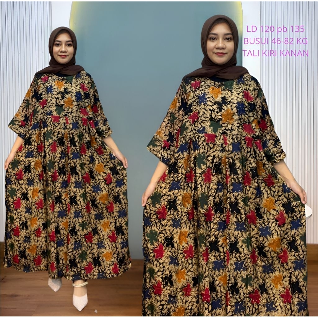 Dress Rayon Twill Premium Batik Colet Gamis Wanita Jumbo Terbaru Ld 120,Ld 140 Pb 135
