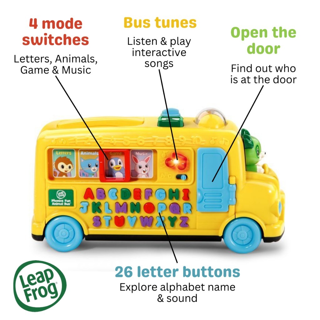 Leapfrog Phonics Fun Animal Bus Learn Alphabet Names & Sounds