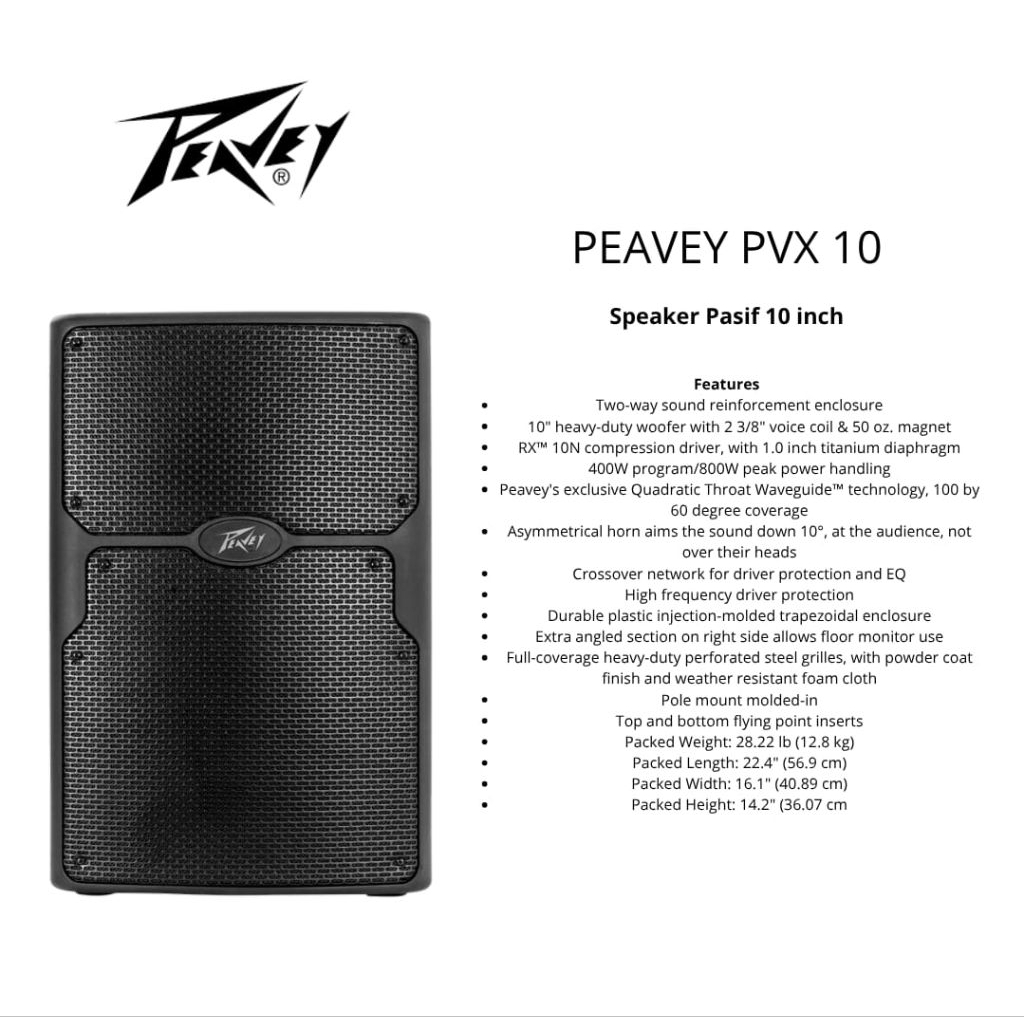PEAVEY PVX10 | PEAVEY PVX-10 Speaker Passive 10 Inch 800 Watt Peak (Harga Satuan)