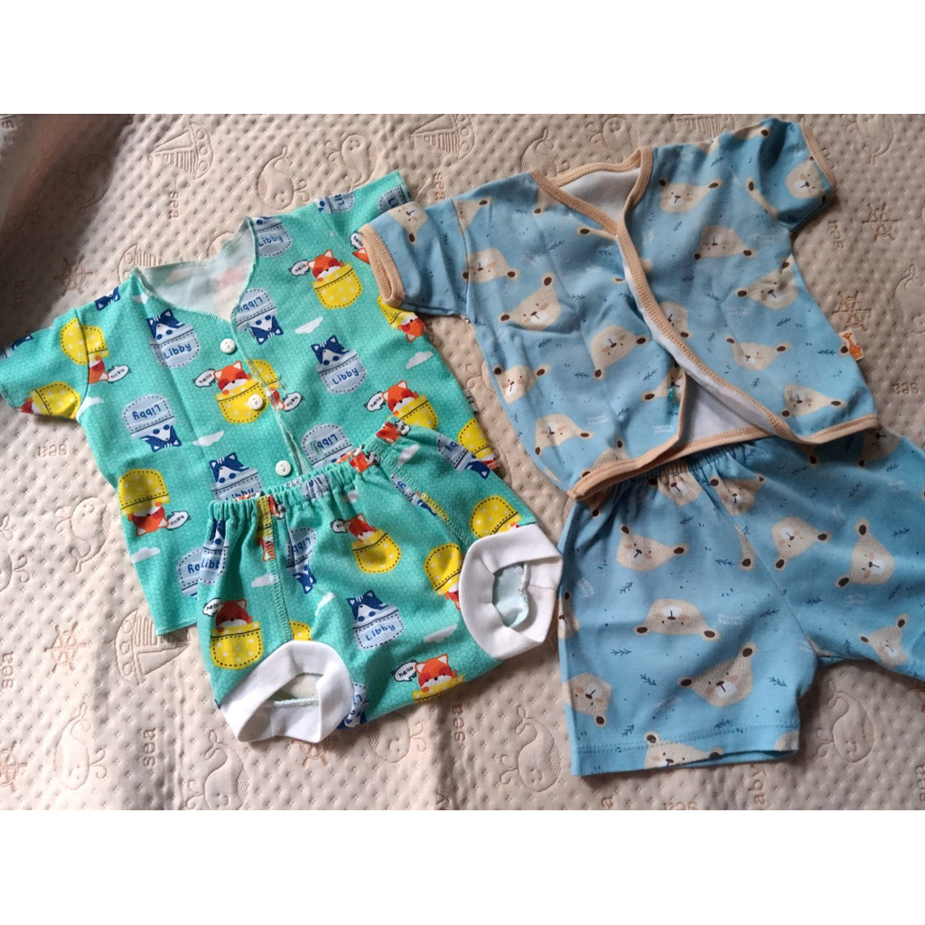 baju bayi 2 sets merk libby & velvet usia new born-3 bulan