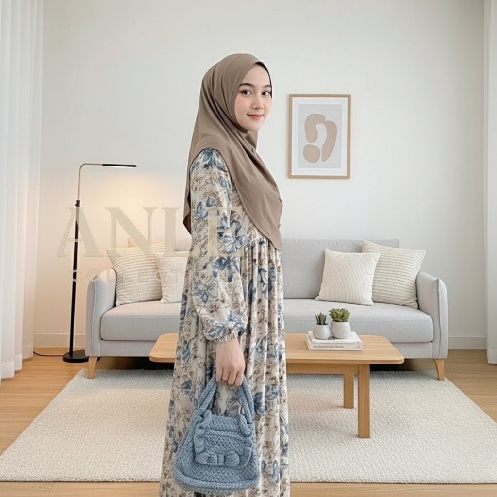 AUREL MIDI DRES MOTIF BUNGA PREMIUM GAMIS BUSUI GAMIS BUMIL / GAMIS JUMBO / GAMIS BUNGA TERLARIS