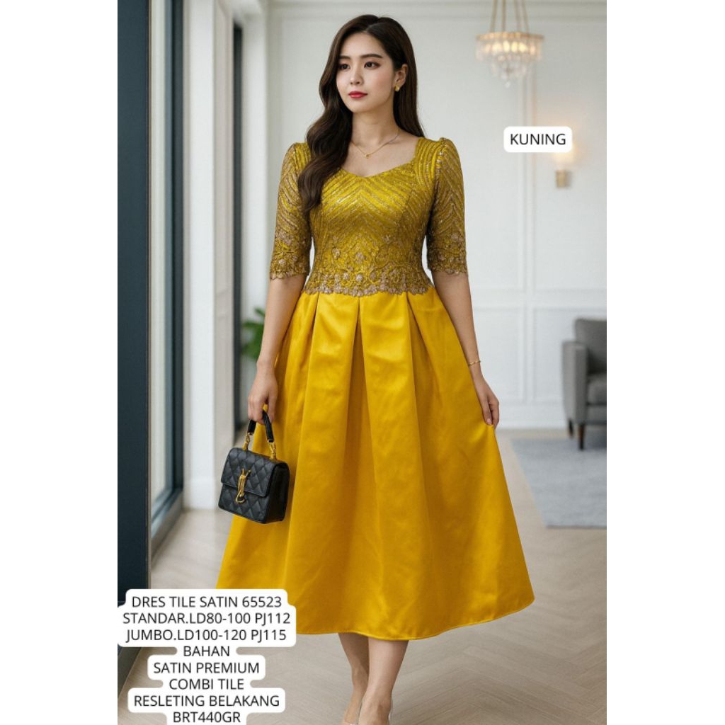 dress satin premium / dress tile pesta kondangan bridesmaid