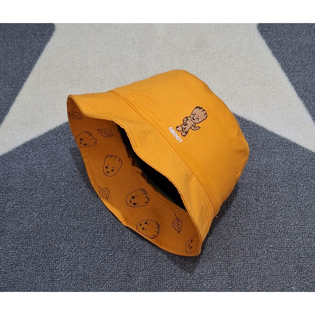 Topi bucket hat dewasa kuning yellow marvel groot karakter preloved 2nd seken sekon secon pl bekas