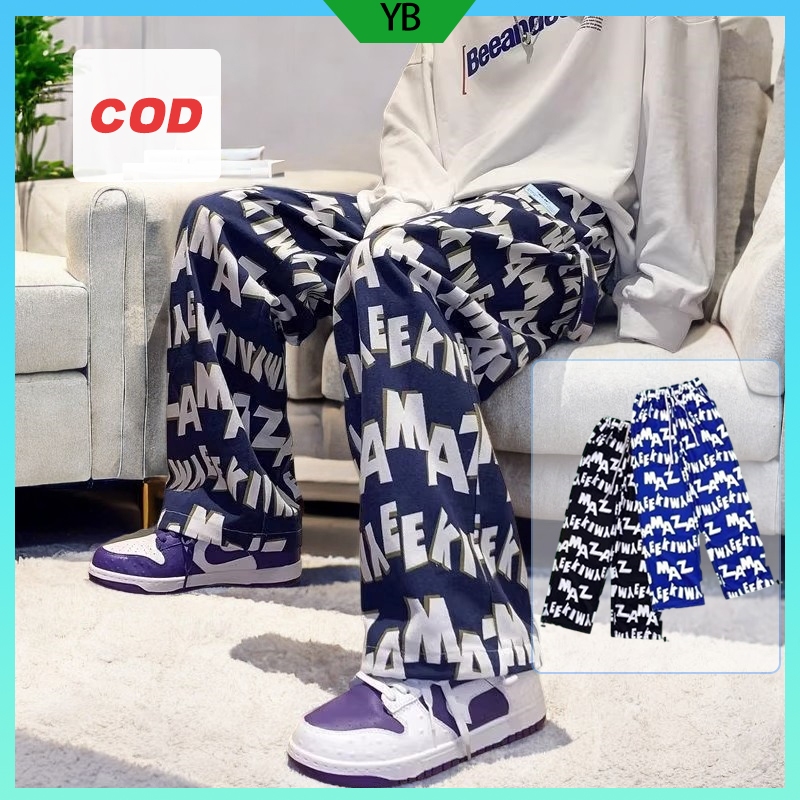 Celana panjang pria celana y2k motif baggy  oversize pants pria hip hop style