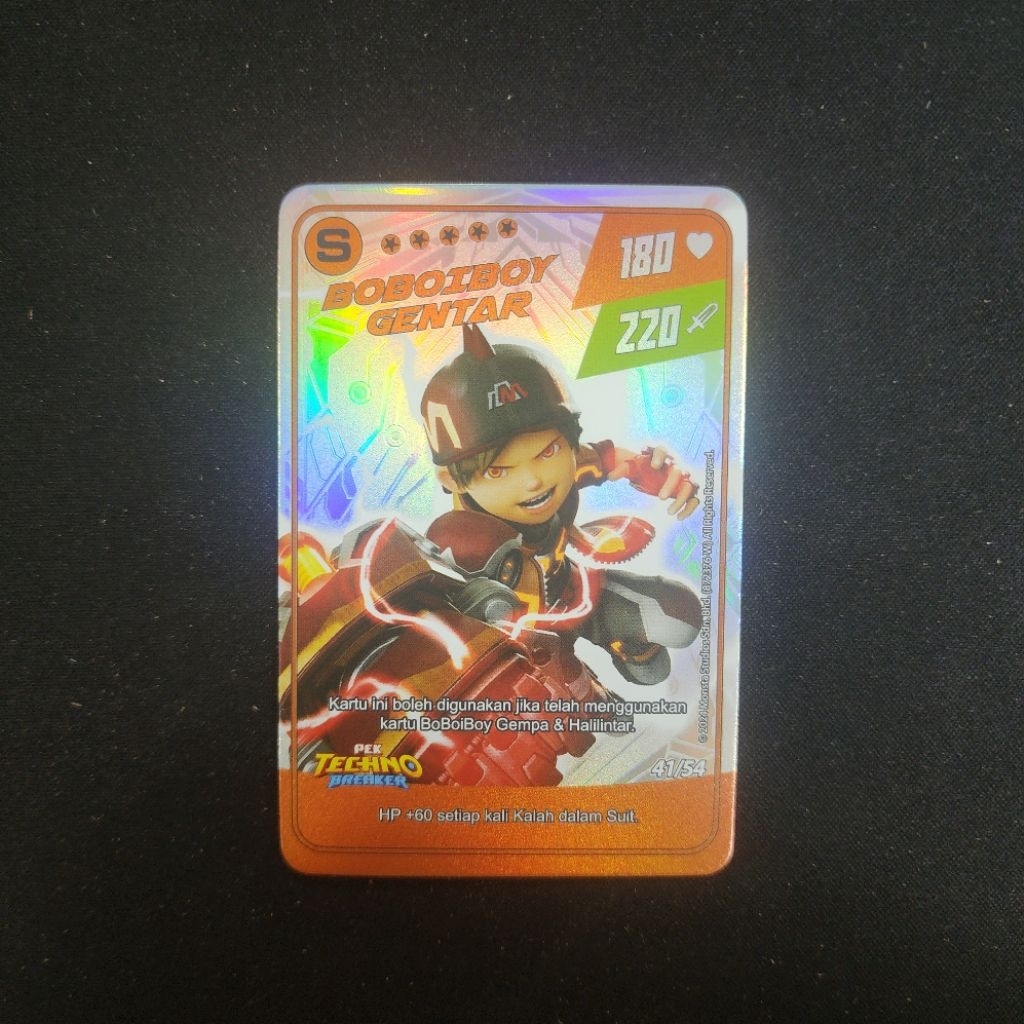 Kartu Boboiboy Monsta Galaxy Card - Boboiboy Gentar 41/54 (S Rank Gold Card) Pek Techno Breaker