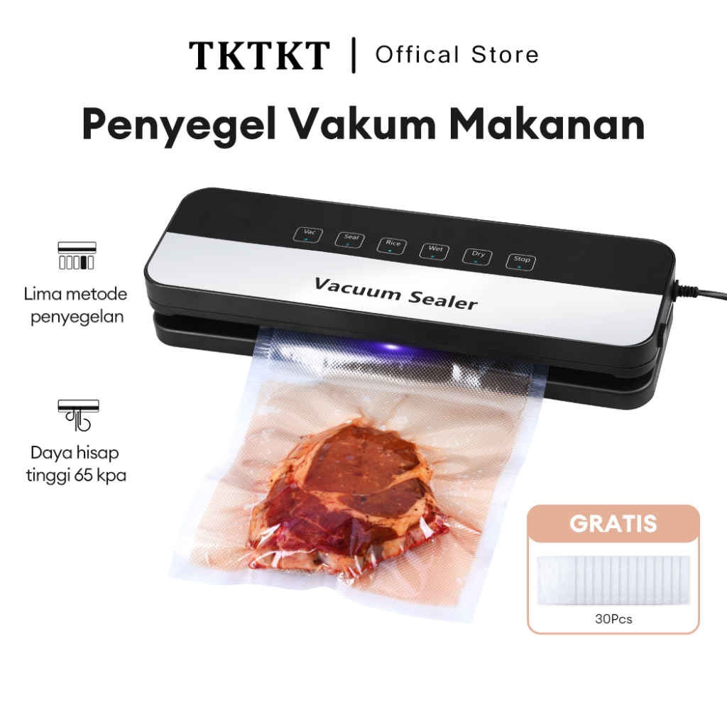 TKTKT 6 in 1 Food sealer 65kpa vacuum sealer makanan Food Packing Machine alat vacuum makanan vacum 