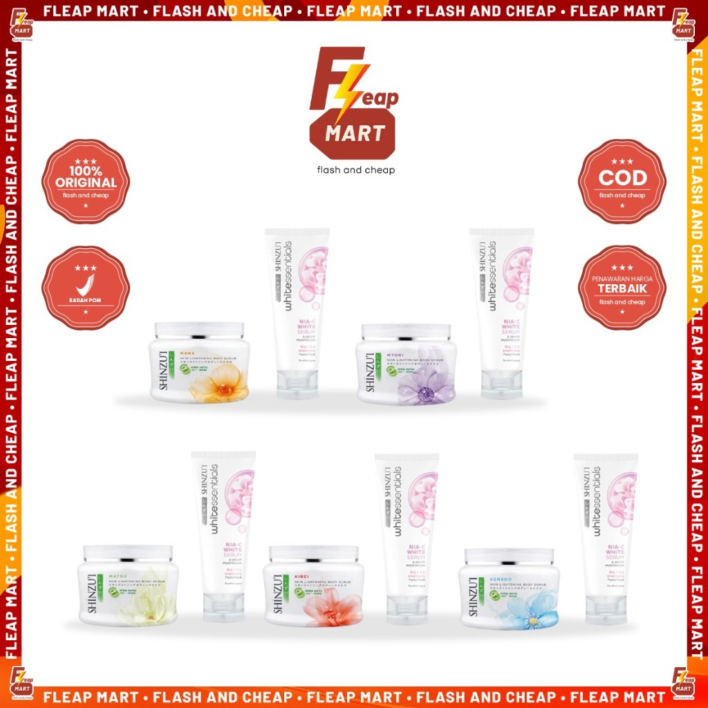 [BUNDLE ISI 2] SHINZUI Body Scrub 200gr + Facial Wash White Double Bright 20mL