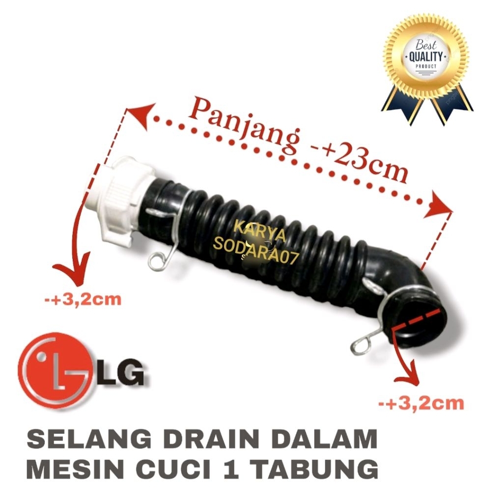 Karet Selang Pembuangan Air Dalam LG 1 Tabung Model Bengkok SELANG KARET DRAIN DALAM MESIN CUCI LG 1