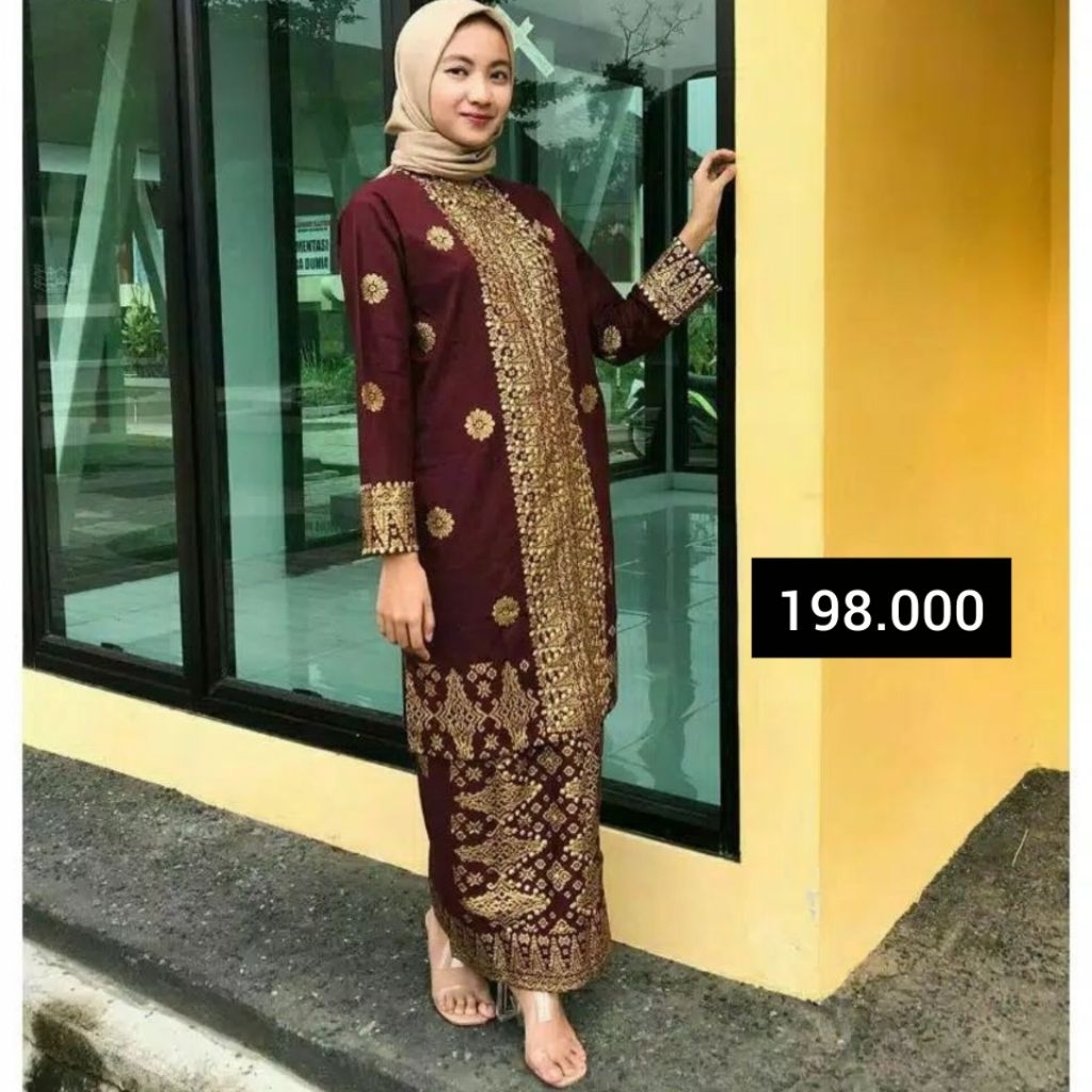 setelan songket model kebaya /setelan wanita/baju pesta/baju kondangan/baju wisuda/baju adat/baju co