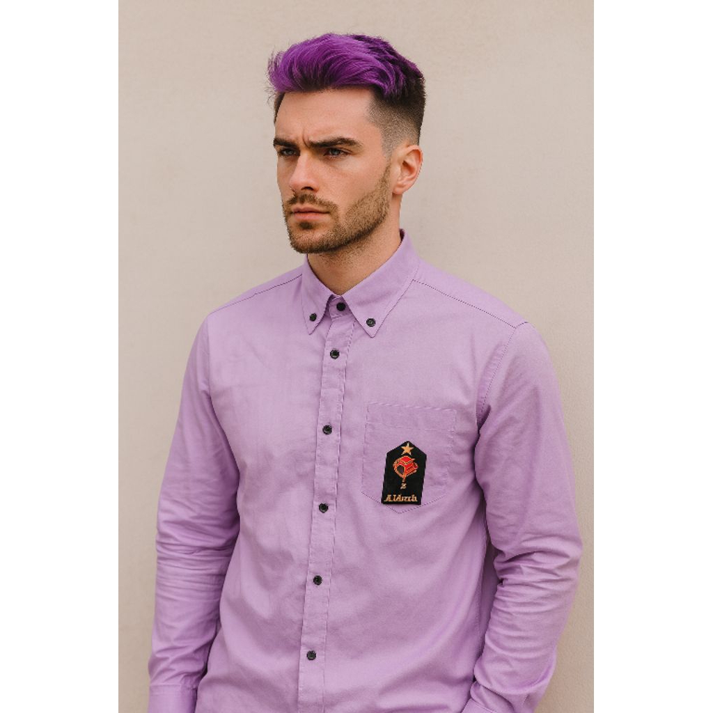 Kemeja polos panjang cowok cewek warna Taro ungu lilac ungu muda ungu lavender