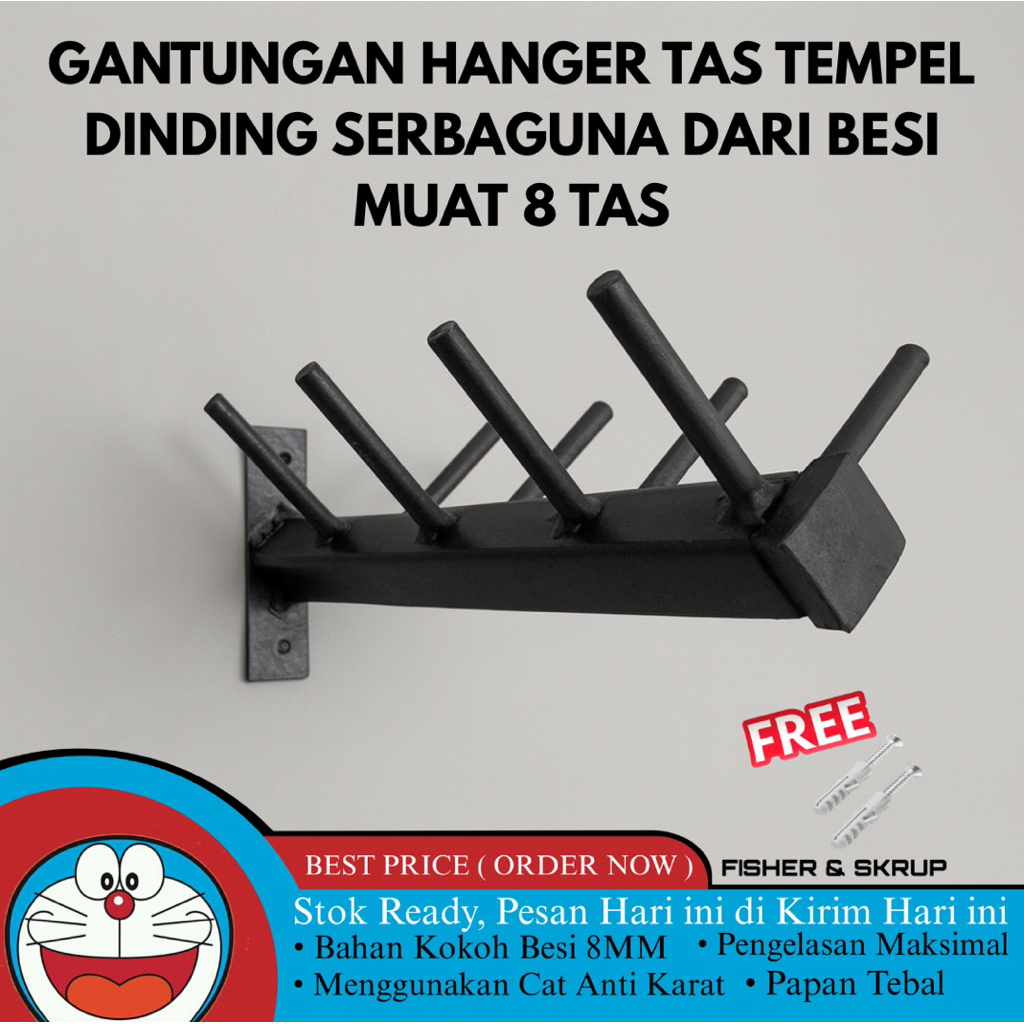 Gantungan Hanger TAS Tempel Dinding Serbaguna dari Besi