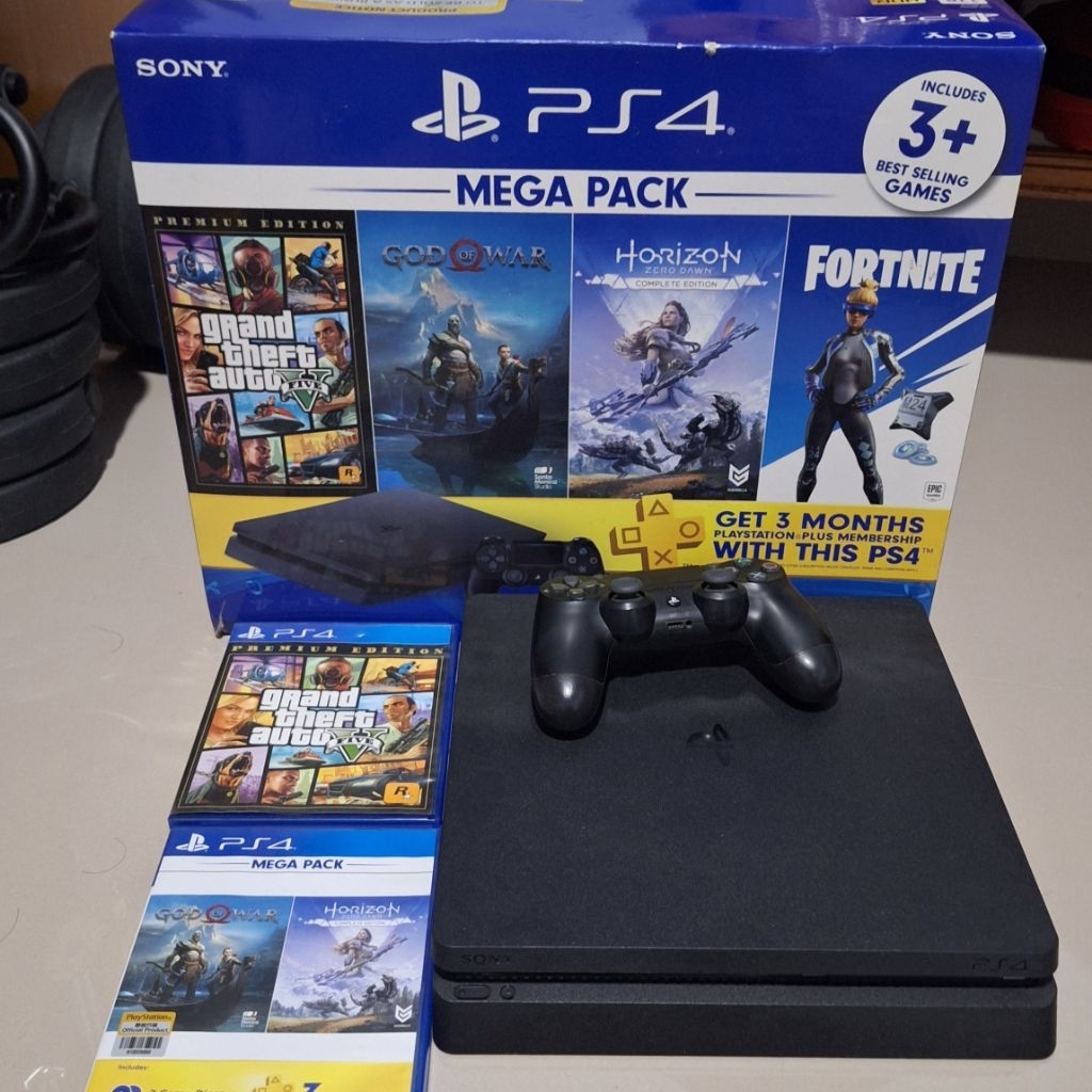 PS 4 Slim Megapack 1TB Ex. GARANSI SONY CUH-2218BB01 Second / Playstation 4 Slim 1TB Jetblack Second