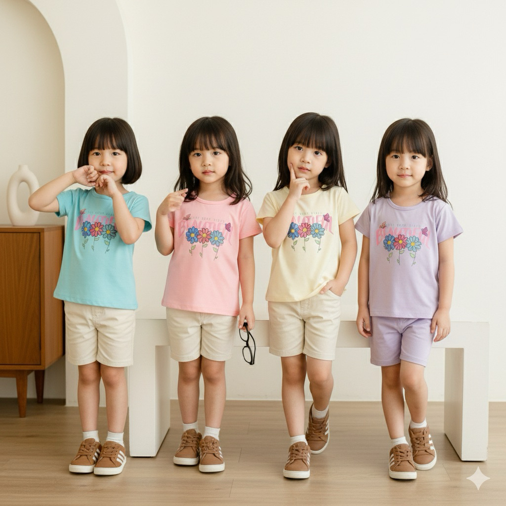 ARMANTRI Kaos Anak Perempuan 2-5 Tahun Motif Bunga- Baju Anak cewek motif bunga bunga 2-6 tahun-BAJU