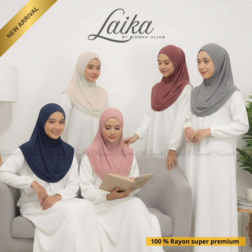 Kiswah - Hijab LAIKA Rayon Dagu Karet Kerudung Instan Rayon Super Premium Hijab Karet Dagu LAIKA Non