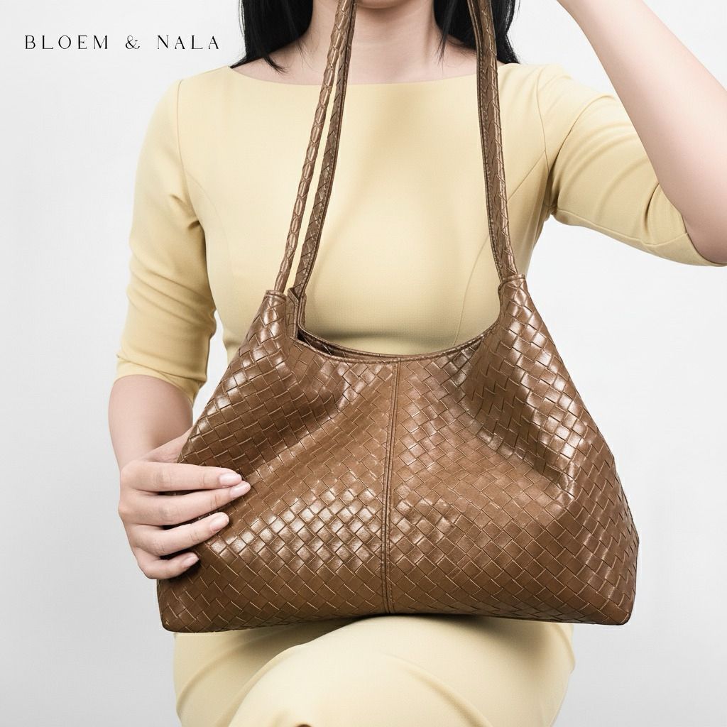 [BLOEM & NALA] SEROJA TOTE BAG ANYAM WANITA PU LEATHER / TAS BAHU PREMIUM / TAS ANYAM WANITA