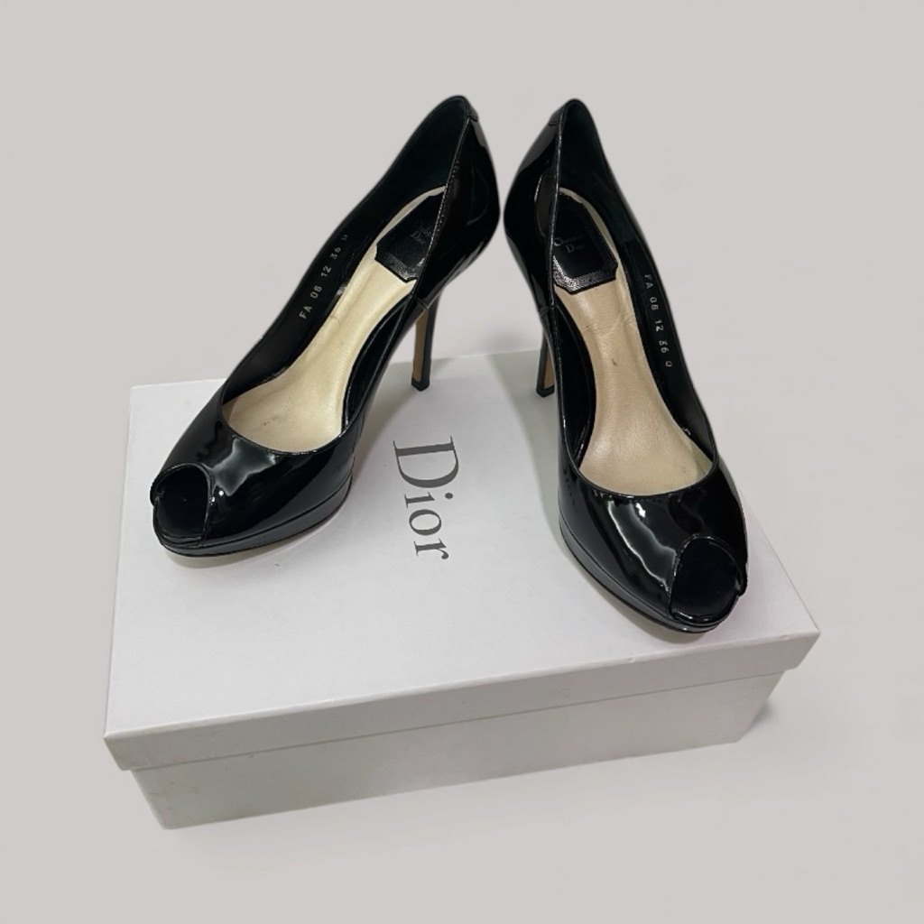 dior heels black patent