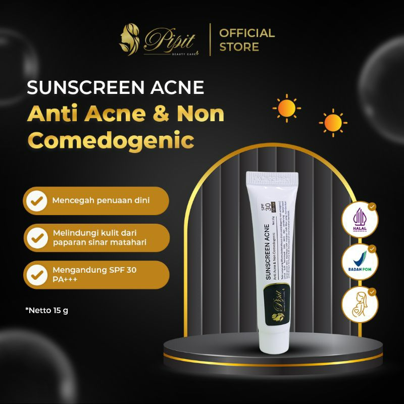 PIPIT BEAUTY CARE - Sunscreen Acne Spf 30 PA+++ Anti Acne & Non Comedogenic - 15 Gram