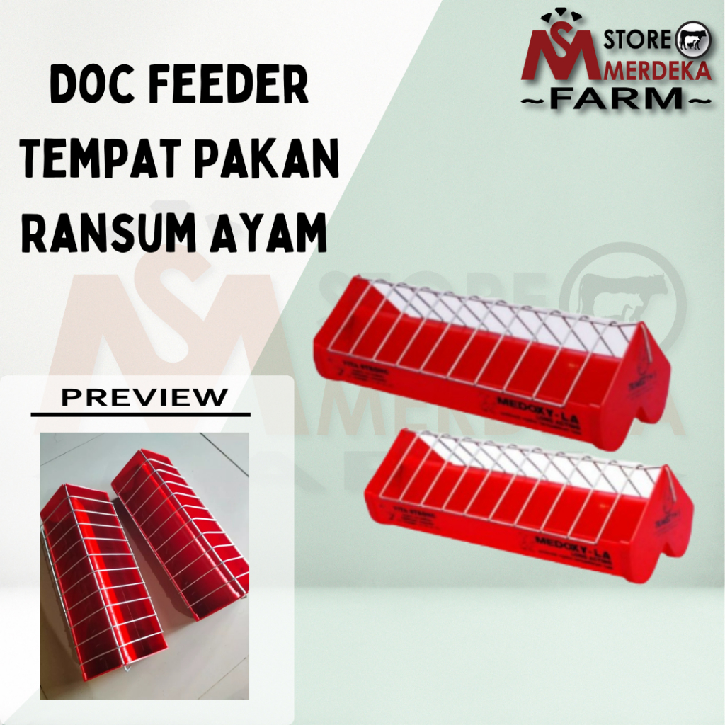 DOC FEEDER MerahTempat Pakan Ransum Ayam MEDION