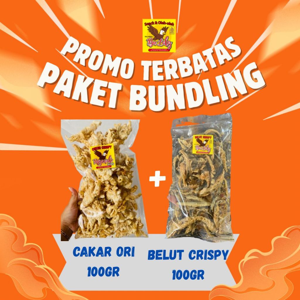 [ BUNDLING ] 100gr Keripik Cakar Original + 100gr Keripik Belut Crispy